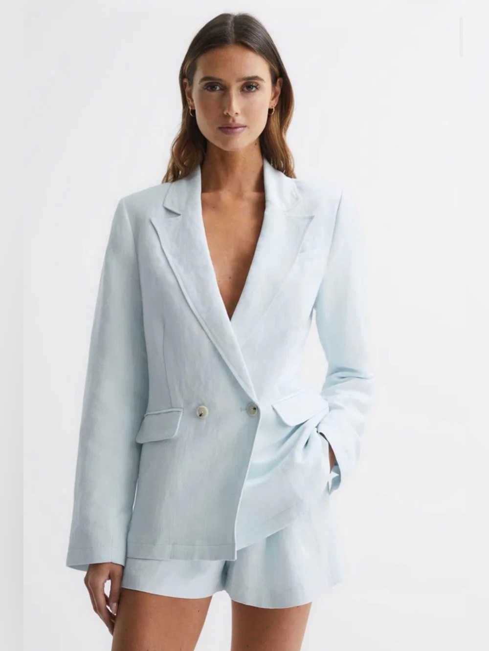 PAIGE Linen blend double breasted blazer